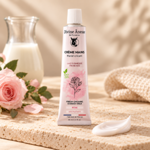 Crème mains au lait d’ânesse bio – Rose 30ml
